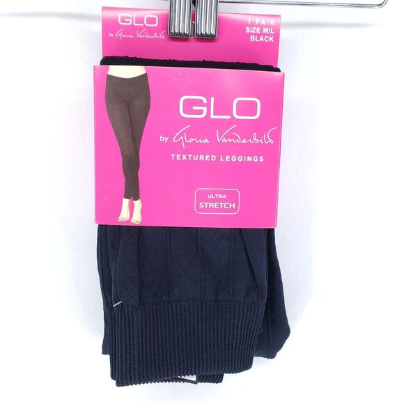 Glo Textured Leggings Size M/L (10-12) Black - Picture 1 of 5